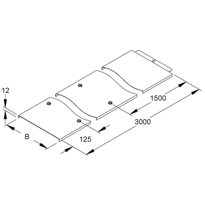 Kabelrinnen-Kabeltrassen Deckel Niedax 200x3000mm verzinkt