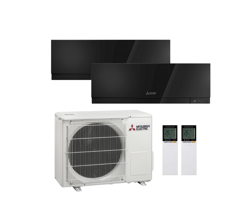 Mitsubishi Electric Klimaanlage Set 2 x Wandgerät 2,5 kW - 2 x MSZ-EF25VGKB + MXZ-2F42VF