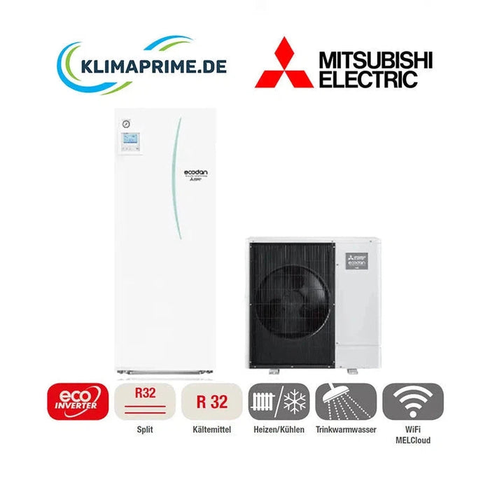 Mitsubishi Electric Wärmepumpe 8,0 kW Eco Inverter mit Speichermodul 300 L (Heizen/Kühlen) ERST30D-YM9ED +SUZ-SWM80VA