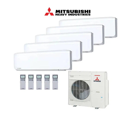 Mitsubishi Heavy Industries Set 5x Wandgeräte 2KW - SRK20ZS-WF + Außengerät SCM100ZS-W R32 Klimaanlage Inkl. Wifi