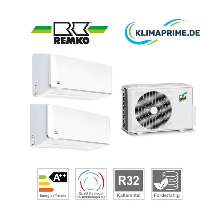 Remko Klimaanlage Set 2 x Wandgeräte 2,3 kW / 5,3 kW - MXW 204 / MXW 524 + Außengerät MVT 903 DC