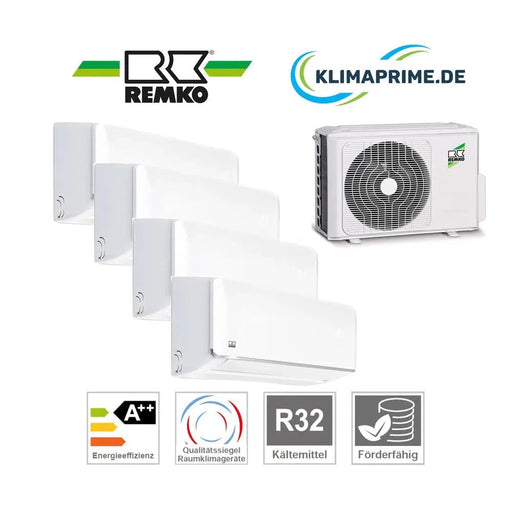 Remko Klimaanlage Set 4 x Wandgeräte / 3 x 2,3 kW + 3,5 kW / MXW 204 + MXW 354 + Außengerät MVT 1053 DC