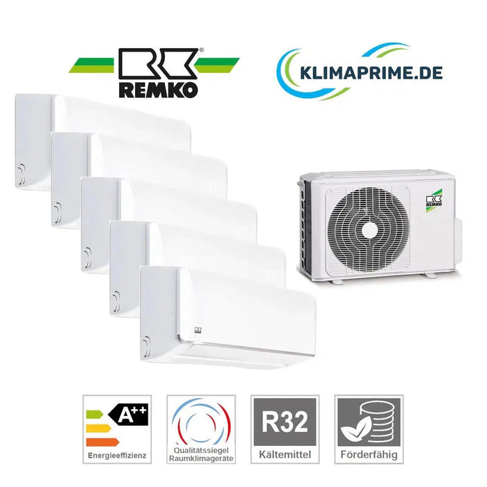 Remko Klimaanlage Set 5 x Wandgeräte 2,3 kW - MXW 204 + Außengerät MVT 1403 DC